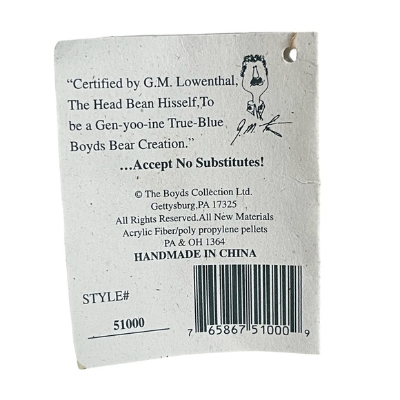 Boyds Bears  Patches B Beariluved #51000 Plush Bear  NWT Posable & Partial Bean - Picture 8 of 8